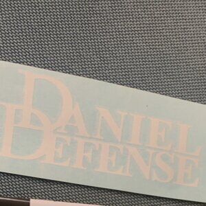 NEW Daniel Defense logo decal, sticker, ORIGINAL STENCIL cut out, 6.5 x 3, White